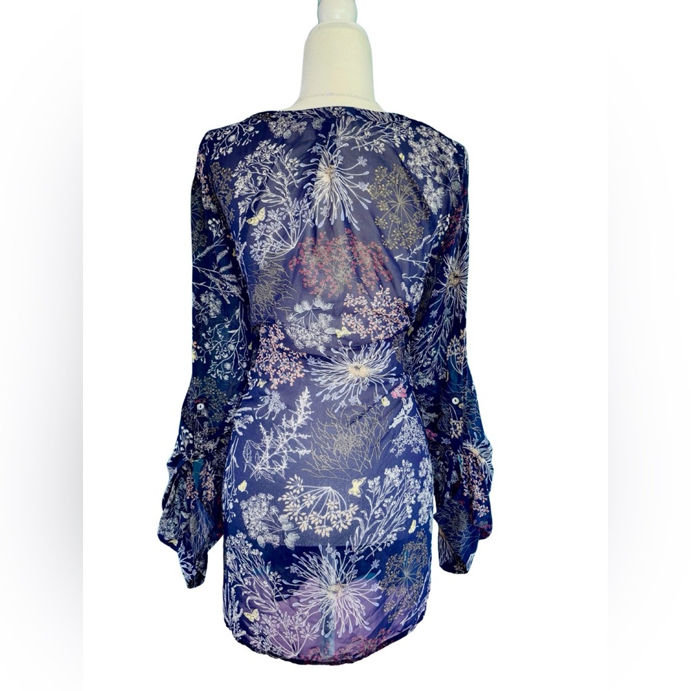 Motherhood Maternity Plus Size 3X Blue Floral Print Tunic Lightweight Blouse - Picture 4 of 6